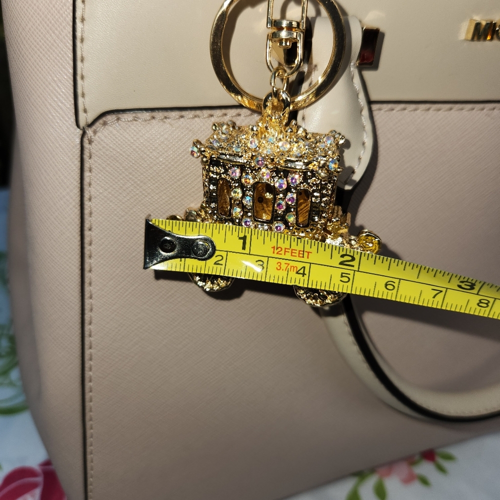 Rhinestone Gold Carriage Keychain/ Purse Charm - Picture 8 of 11